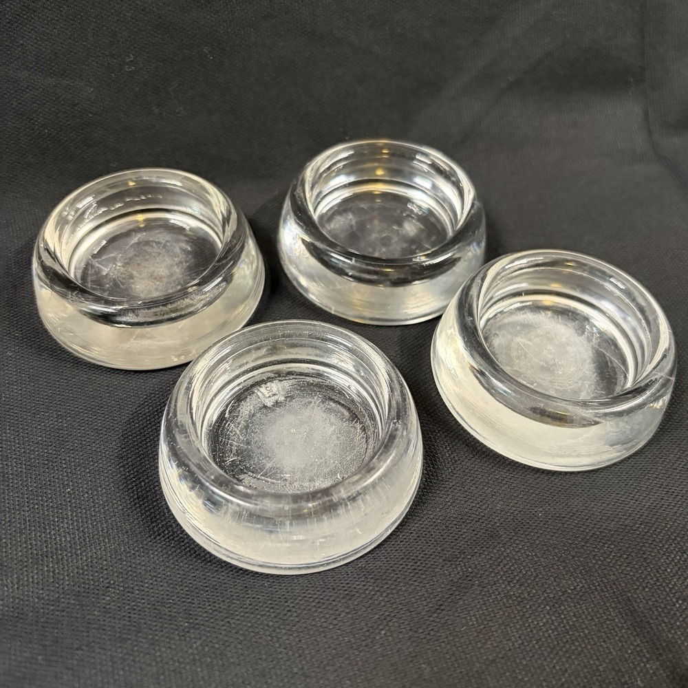 Hazel Atlas Clear Glass Furniture Leg Coasters Floor Protectors Set of 4